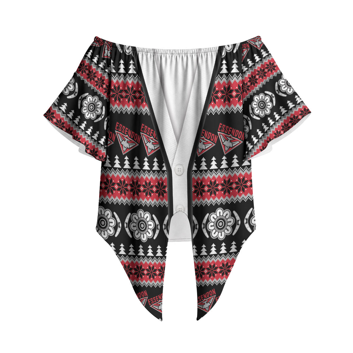 Essendon Football Christmas Off Shoulder Wrap Waist Top Aboriginal Seamless Cardigan Inspired