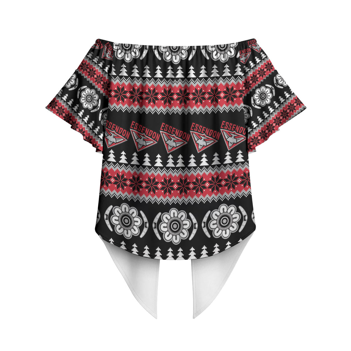Essendon Football Christmas Off Shoulder Wrap Waist Top Aboriginal Seamless Cardigan Inspired