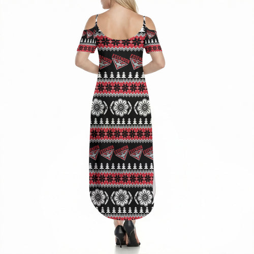 Essendon Football Christmas Summer Maxi Dress Aboriginal Seamless Cardigan Inspired