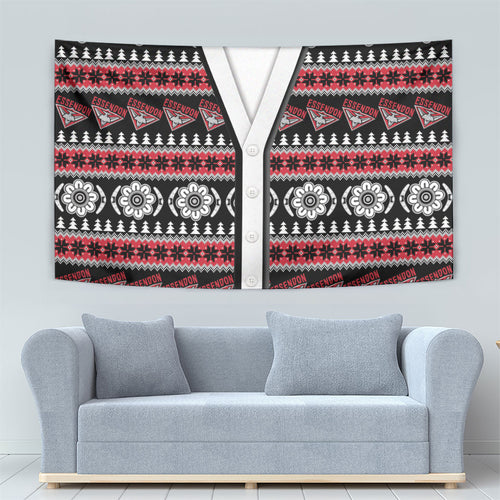 Essendon Football Christmas Tapestry Aboriginal Seamless Cardigan Inspired