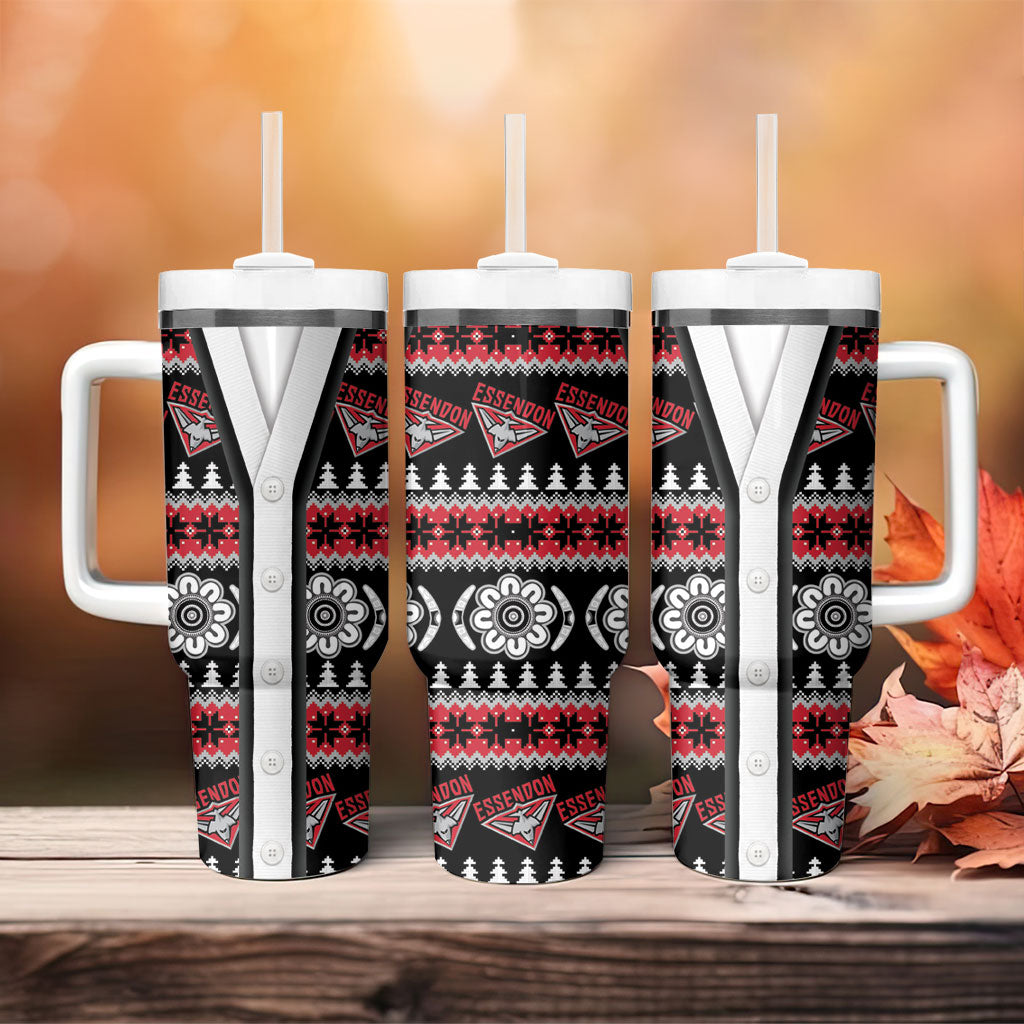 Essendon Football Christmas Tumbler With Handle Aboriginal Seamless Cardigan Inspired
