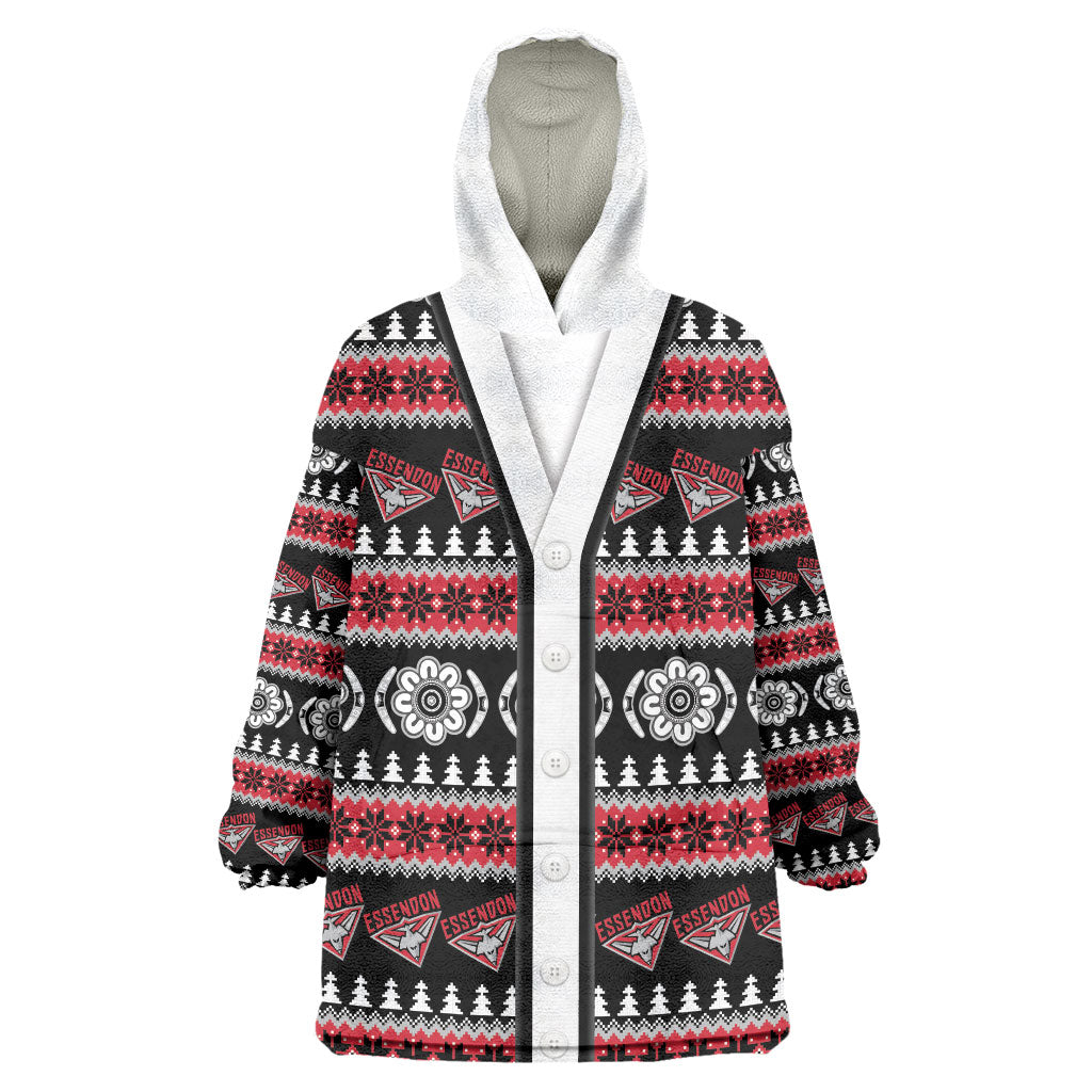 Essendon Football Christmas Wearable Blanket Hoodie Aboriginal Seamless Cardigan Inspired