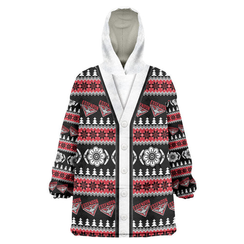 Essendon Football Christmas Wearable Blanket Hoodie Aboriginal Seamless Cardigan Inspired