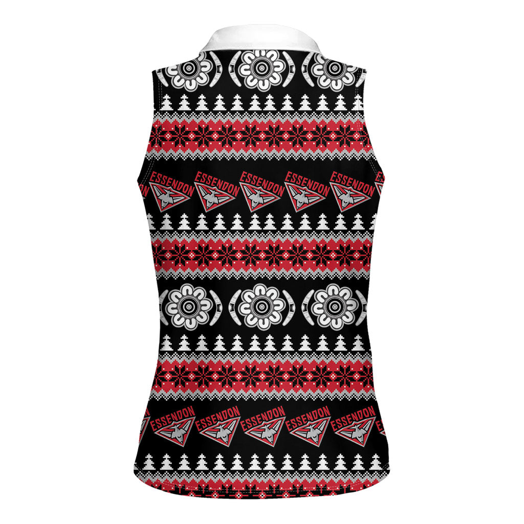 Essendon Football Christmas Women Sleeveless Polo Shirt Aboriginal Seamless Cardigan Inspired