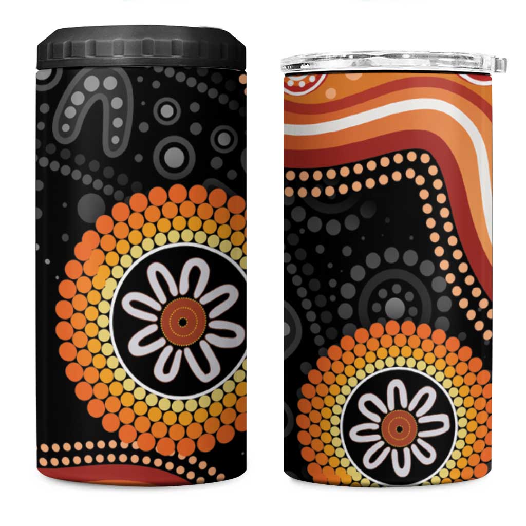 Australia Aboriginal Art 4 in 1 Can Cooler Tumbler Indigenous Proud