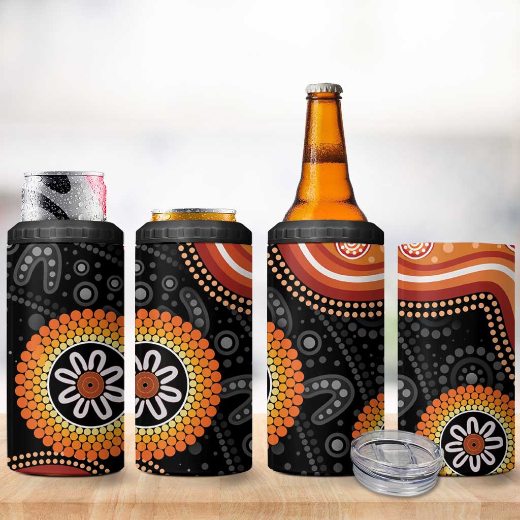 Australia Aboriginal Art 4 in 1 Can Cooler Tumbler Indigenous Proud