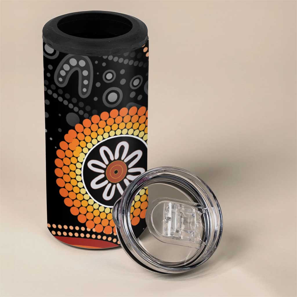 Australia Aboriginal Art 4 in 1 Can Cooler Tumbler Indigenous Proud