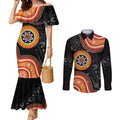 Australia Aboriginal Art Couples Matching Mermaid Dress and Long Sleeve Button Shirt Indigenous Proud