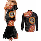 Australia Aboriginal Art Couples Matching Mermaid Dress and Long Sleeve Button Shirt Indigenous Proud