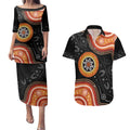 Australia Aboriginal Art Couples Matching Puletasi and Hawaiian Shirt Indigenous Proud