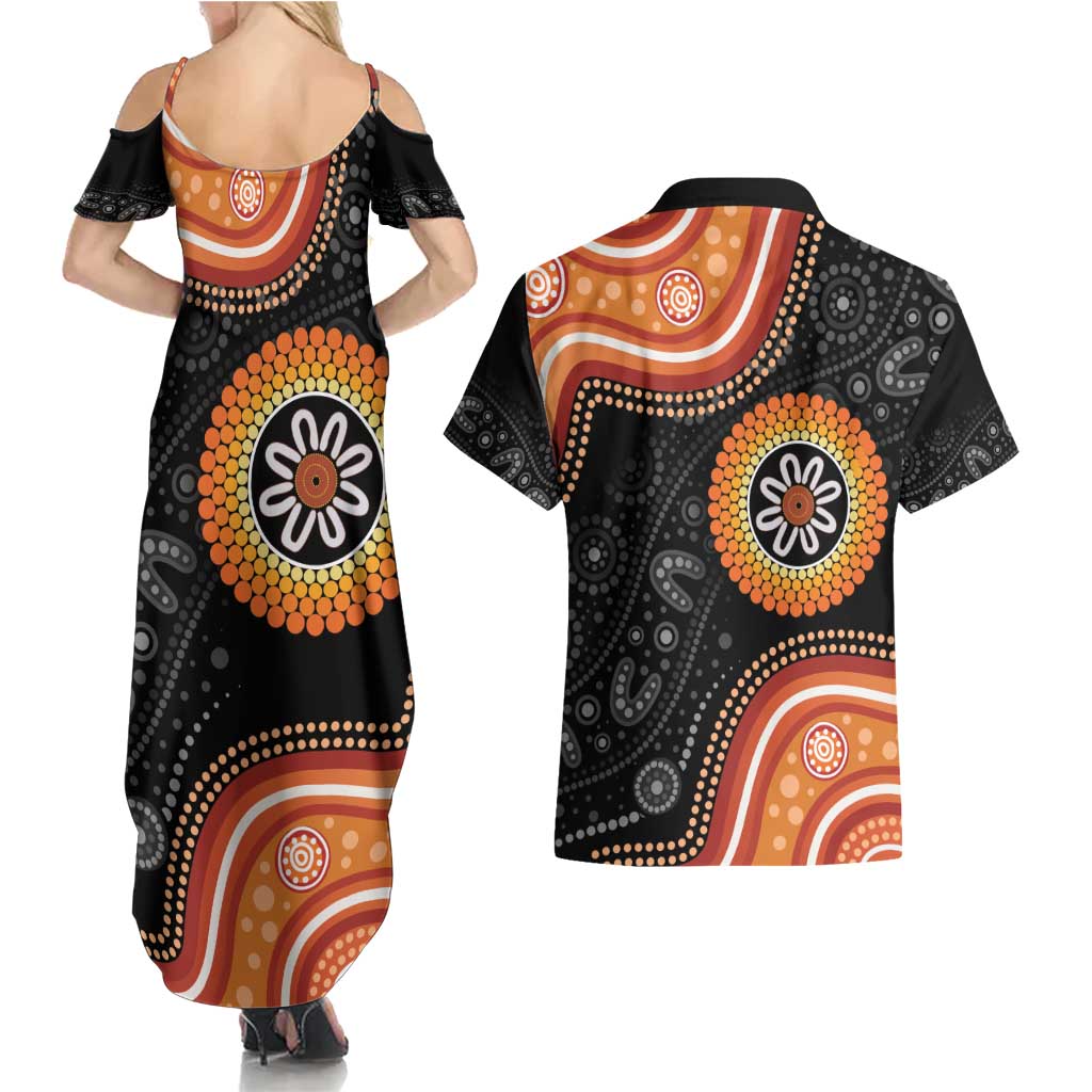 Australia Aboriginal Art Couples Matching Summer Maxi Dress and Hawaiian Shirt Indigenous Proud
