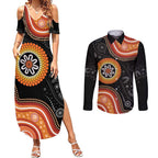 Australia Aboriginal Art Couples Matching Summer Maxi Dress and Long Sleeve Button Shirt Indigenous Proud