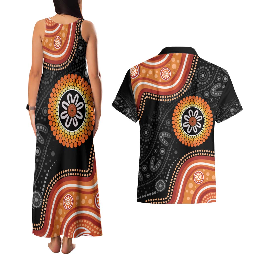 Australia Aboriginal Art Couples Matching Tank Maxi Dress and Hawaiian Shirt Indigenous Proud