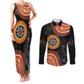 Australia Aboriginal Art Couples Matching Tank Maxi Dress and Long Sleeve Button Shirt Indigenous Proud
