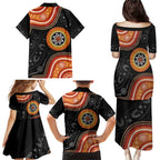 Australia Aboriginal Art Family Matching Puletasi and Hawaiian Shirt Indigenous Proud