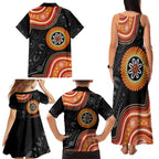 Australia Aboriginal Art Family Matching Tank Maxi Dress and Hawaiian Shirt Indigenous Proud