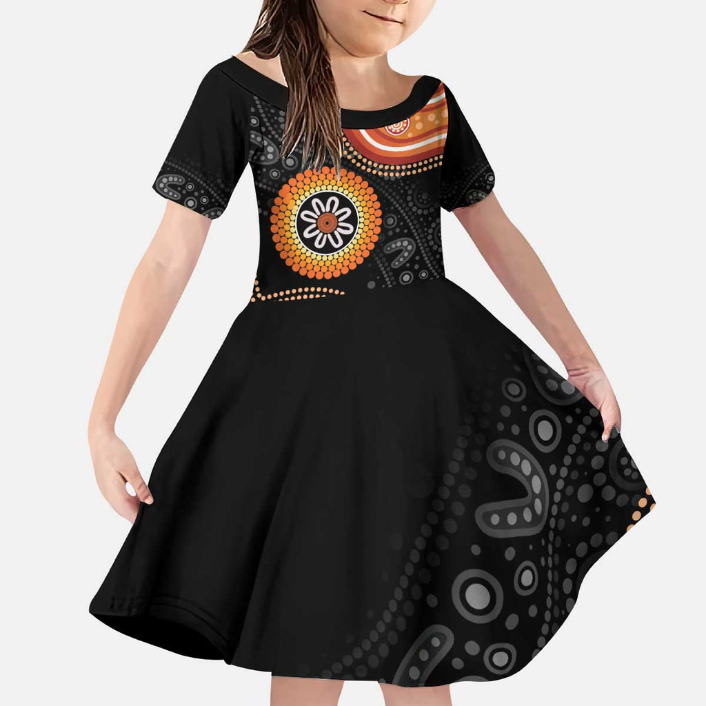 Australia Aboriginal Art Kid Short Sleeve Dress Indigenous Proud