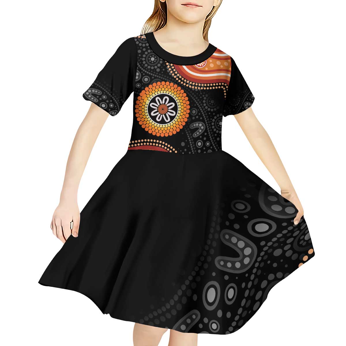 Australia Aboriginal Art Kid Short Sleeve Dress Indigenous Proud