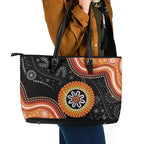 Australia Aboriginal Art Leather Tote Bag Indigenous Proud