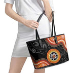 Australia Aboriginal Art Leather Tote Bag Indigenous Proud