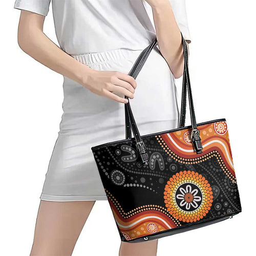 Australia Aboriginal Art Leather Tote Bag Indigenous Proud