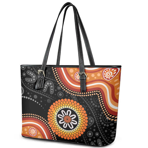 Australia Aboriginal Art Leather Tote Bag Indigenous Proud