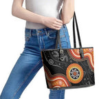 Australia Aboriginal Art Leather Tote Bag Indigenous Proud