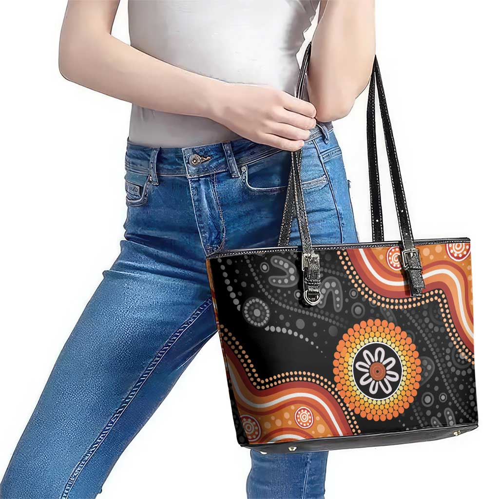 Australia Aboriginal Art Leather Tote Bag Indigenous Proud