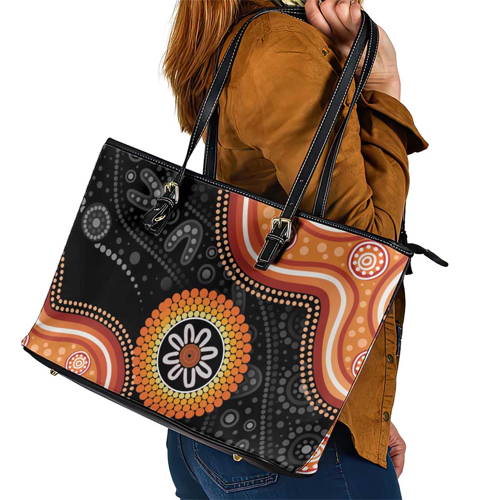 Australia Aboriginal Art Leather Tote Bag Indigenous Proud