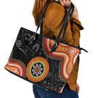 Australia Aboriginal Art Leather Tote Bag Indigenous Proud