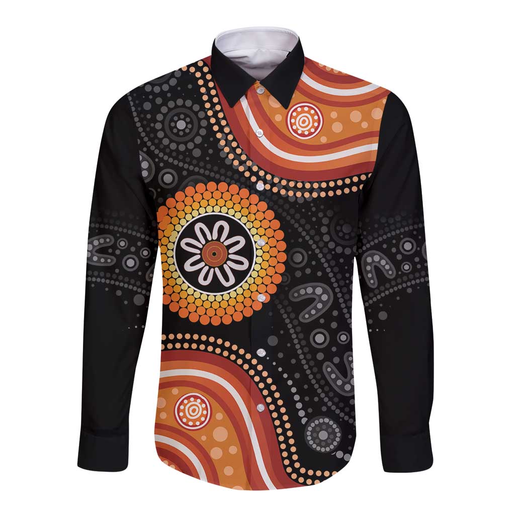 Australia Aboriginal Art Long Sleeve Button Shirt Indigenous Proud