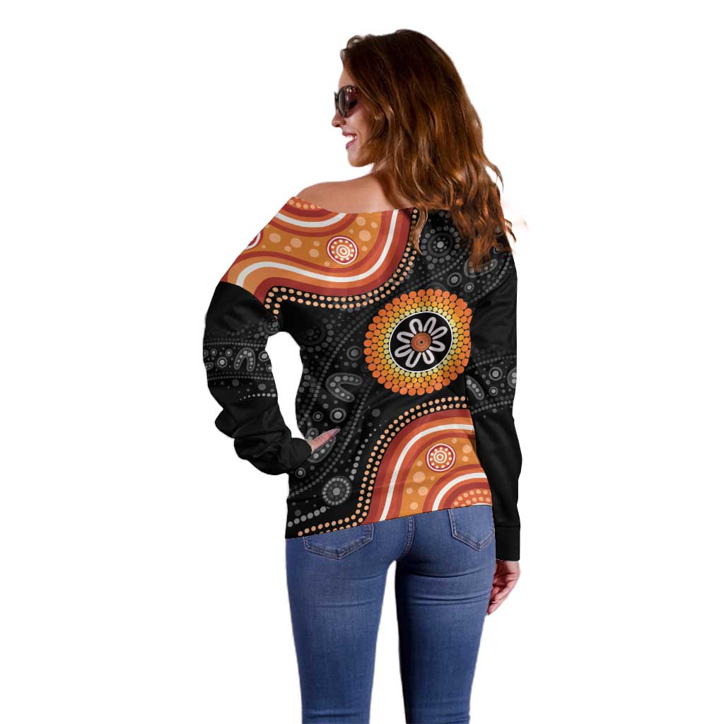 Australia Aboriginal Art Off Shoulder Sweater Indigenous Proud