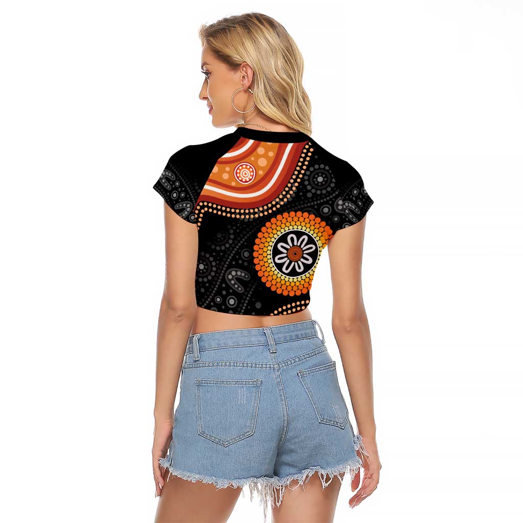 Australia Aboriginal Art Raglan Cropped T Shirt Indigenous Proud