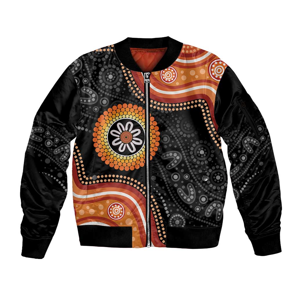 Australia Aboriginal Art Sleeve Zip Bomber Jacket Indigenous Proud