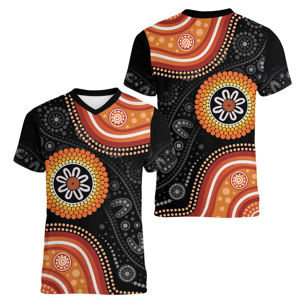 Australia Aboriginal Art Women V-Neck T-Shirt Indigenous Proud