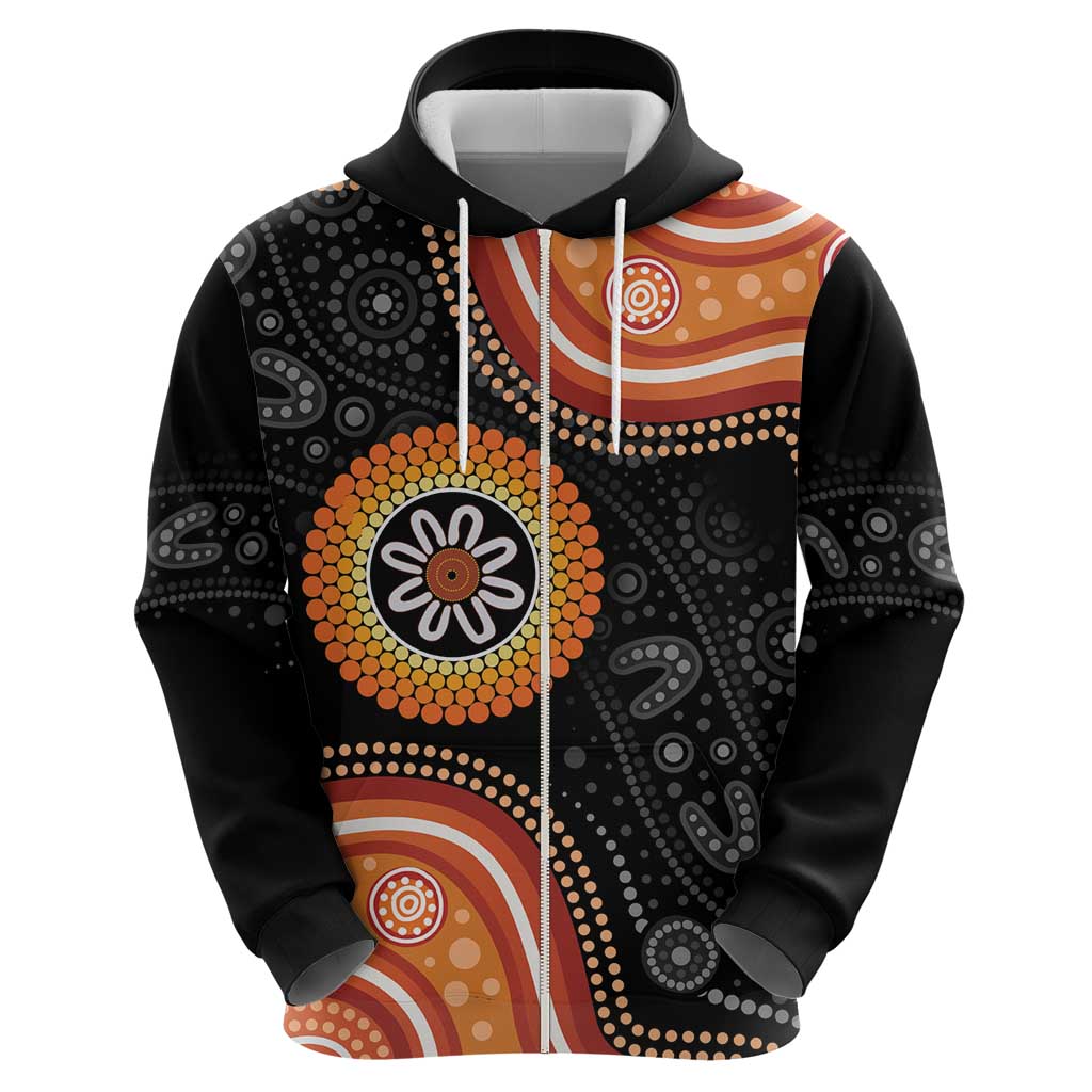 Australia Aboriginal Art Zip Hoodie Indigenous Proud