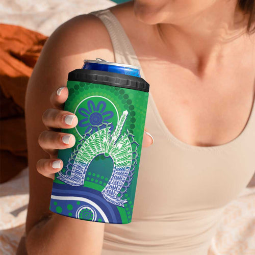 Australia Torres Strait Islanders 4 in 1 Can Cooler Tumbler Dhari Aboriginal Pattern