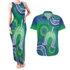 Australia Torres Strait Islanders Couples Matching Tank Maxi Dress and Hawaiian Shirt Dhari Aboriginal Pattern