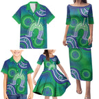 Australia Torres Strait Islanders Family Matching Puletasi and Hawaiian Shirt Dhari Aboriginal Pattern