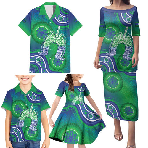 Australia Torres Strait Islanders Family Matching Puletasi and Hawaiian Shirt Dhari Aboriginal Pattern