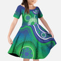 Australia Torres Strait Islanders Kid Short Sleeve Dress Dhari Aboriginal Pattern
