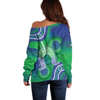 Australia Torres Strait Islanders Off Shoulder Sweater Dhari Aboriginal Pattern
