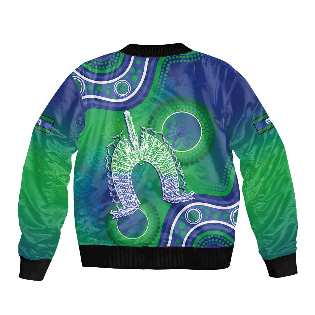 Australia Torres Strait Islanders Sleeve Zip Bomber Jacket Dhari Aboriginal Pattern