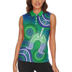 Australia Torres Strait Islanders Women Sleeveless Polo Shirt Dhari Aboriginal Pattern