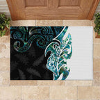 Proud Aotearoa Rubber Doormat Maori Silver Fern Mix Paua Shell Pattern