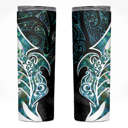 Proud Aotearoa Skinny Tumbler Maori Silver Fern Mix Paua Shell Pattern