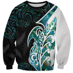 Proud Aotearoa Sweatshirt Maori Silver Fern Mix Paua Shell Pattern