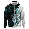 Proud Aotearoa Zip Hoodie Maori Silver Fern Mix Paua Shell Pattern