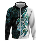 Proud Aotearoa Zip Hoodie Maori Silver Fern Mix Paua Shell Pattern