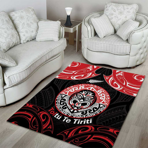 Aotearoa Toitu Te Tiriti Area Rug Haka Tiki Honour The Treaty